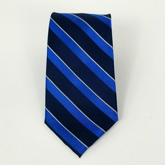 Tommy Hilfiger Blue Striped Silk Tie - Picture 3 of 16